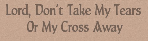 Lord don't take my tears or my cross away.....